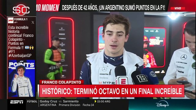 Colapinto después quedar 8º en el Gran Premio de Azerbaiyán 2024: Es un sueño hecho realidad