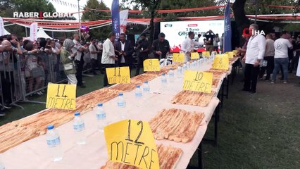10 dakikada 15 metre börek yedi, altınları kazandı