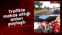 Ankara'da trafikte makas attığı anları paylaştı