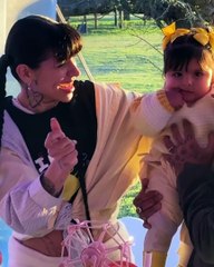 Descubrieron el truco de Cazzu para que no se vea a Christian Nodal en la fiesta de cumple de su hija