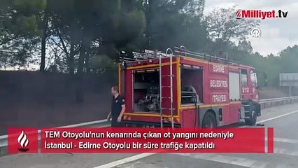 Ot yangını çıktı! İstanbul - Edirne Otoyolu bir süre trafiğe kapatıldı