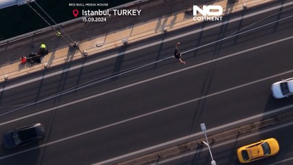 No Comment. D'Asie en Europe par la slackline : l'intrépide Estonien crée un exploit à Istanbul