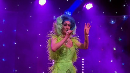 Miss Kitty singing I Need a Hero at Teignmouth Pride, video Alan Quick IMG_2899