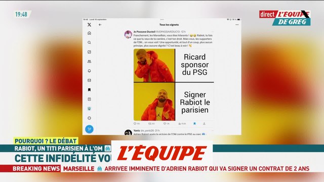 L'arrivée de Rabiot à l'OM sur les réseaux sociaux - Foot - Transferts - L1