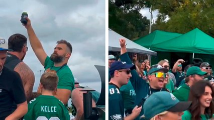 Jason Kelce, cuñado de Taylor Swift, convive con los fans de los Eagles previo al duelo con los Falcons