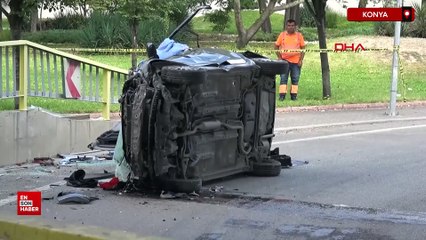 Konya'da üst geçitten düşen otomobilin sürücüsü hayatını kaybetti