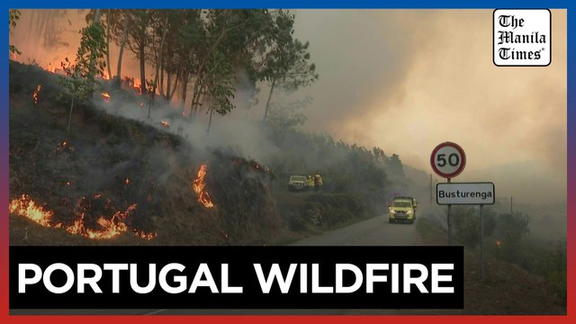 Firefighters and locals battle blaze as fires sweep northern Portugal