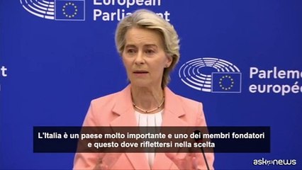 Von der Leyen: ruolo di Fitto in Ue riflette importanza Italia