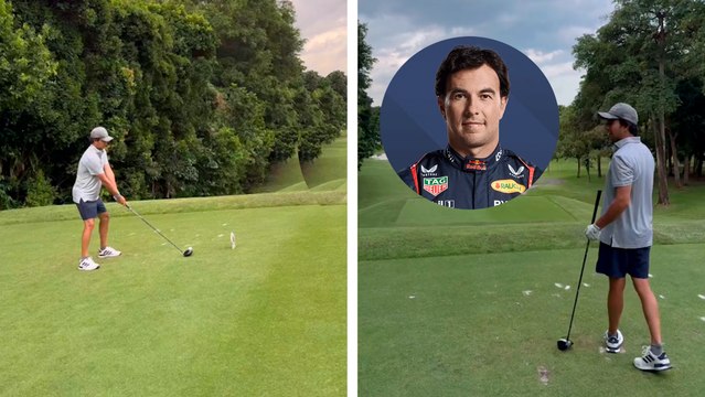 Checo Pérez reaparece jugando golf en medio de la hospitalización de su padre, Antonio Pérez Garibay