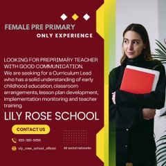 WANTED PRE PRIMARY TEACHER AT MIR ALAM mandi road,Charminar