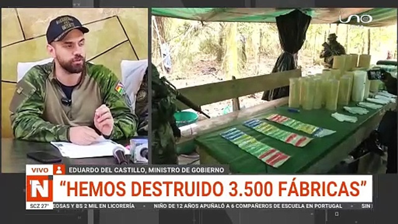 Ministro Del Castillo critica a Evo Morales "Se opone a la lucha antidrogas"