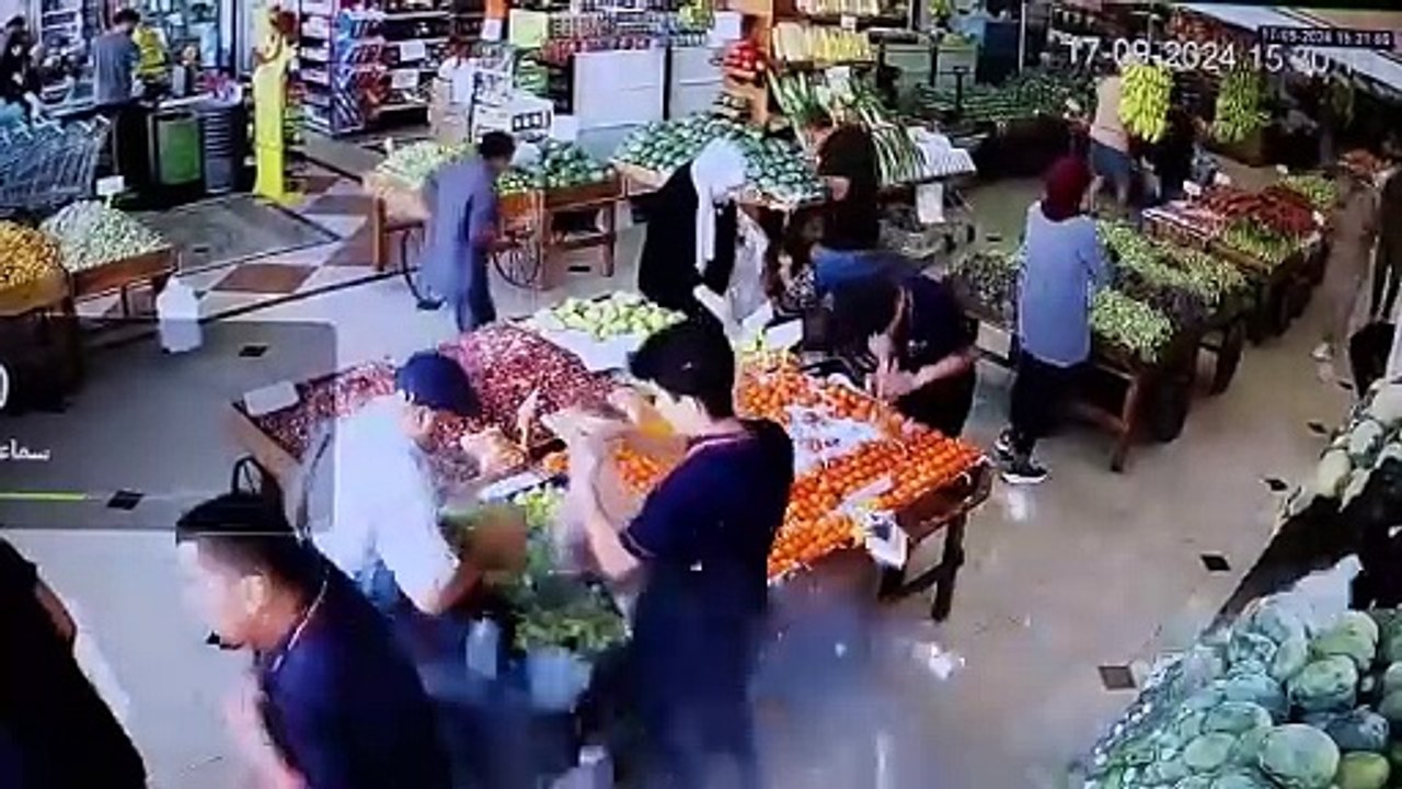 The moment Hezbollah mobile devices exploded inside the bag of a member of the group in a commercial market