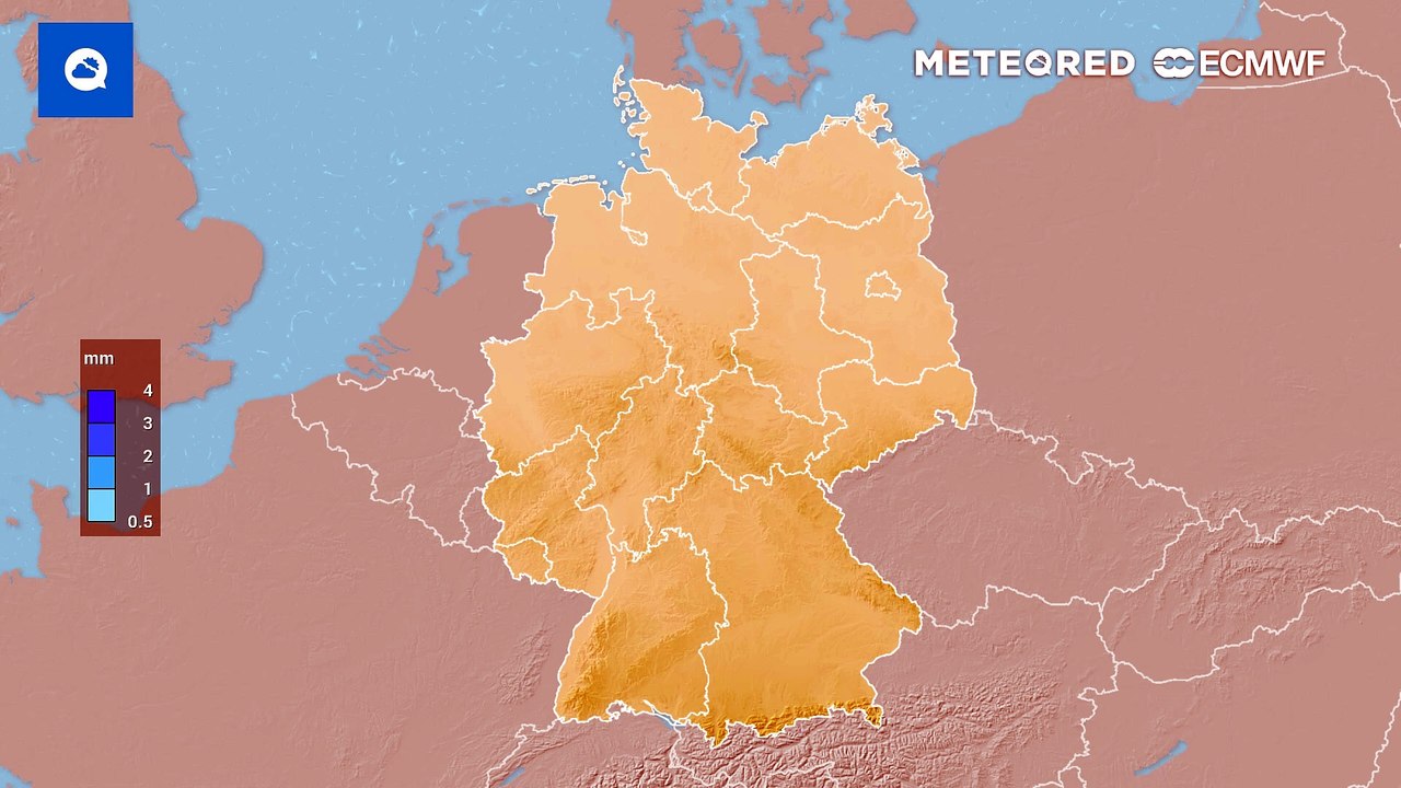Die Regensummen der nächsten Tage: Da fällt fast nichts mehr vom Himmel. Die Schauerneigung ist gering.