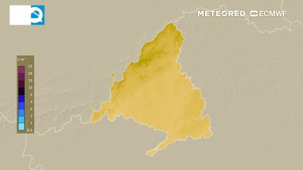 Precipitación acumulada prevista por el modelo ECMWF en la Comunidad de Madrid