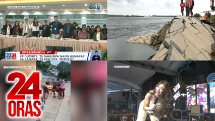 24 Oras: (Part 1) VP sa House hearing: paghahanda sa impeachment ang ginagawang imbestigasyon; Iginiit na 'di sila magkaibigan ni PBBM; Epekto ng bagyo at Habagat sa Mindoro at Palawan, atbp.