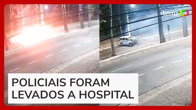 Viatura da PM explode após bater em árvore durante perseguição em SP
