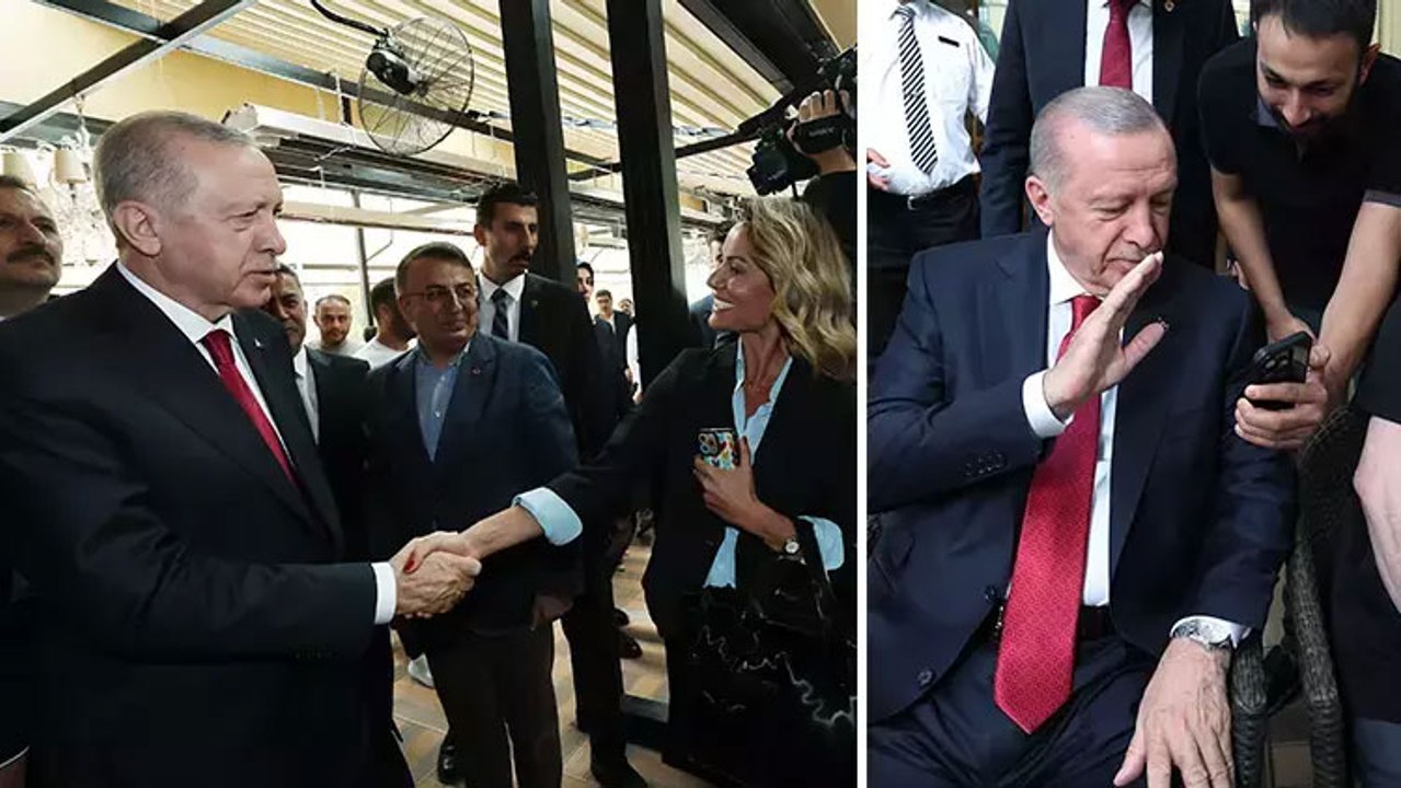 Cumhurbaşkanı Erdoğan, bir pastaneyi ziyaret ederek vatandaşlarla sohbet etti
