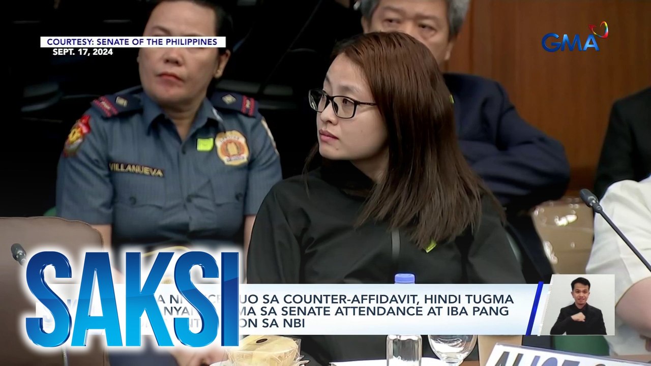 Pirma ni Alice Guo sa counter-affidavit, hindi tugma sa kanyang pirma sa senate attendance at iba pang dokumento, ayon sa NBI | Saksi