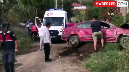 Kontrolden Çıkan Araç Fidanlığa Uçtu: Sürücü İtfaiye Tarafından Kurtarıldı