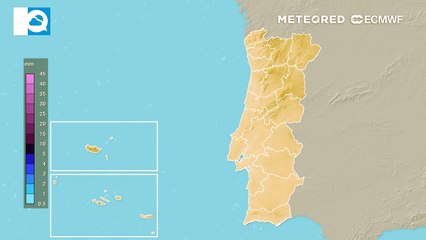 Mapa da precipitação acumulada para Portugal