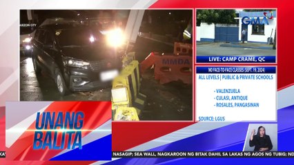 MPV, bumangga sa mga barrier sa northbound lane ng EDSA busway | Unang Balita