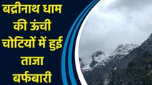 Badrinath धाम की ऊंची चोटियों में हुई ताजा बर्फबारी
