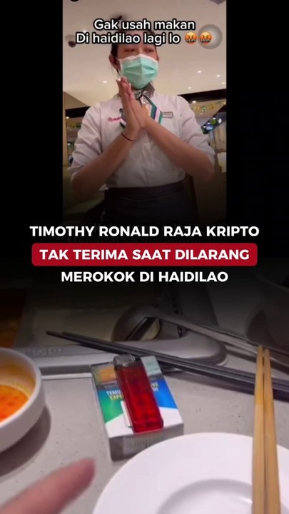 Timothy Ronald Raja Kripto Tak Terima saat Dilarang Merokok di Haidilao