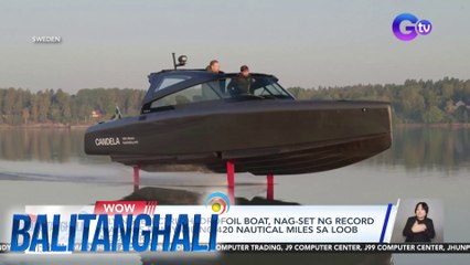 "Flying" electric hydrofoil boat, nag-set ng record matapos bumiyahe ng 420 nautical miles sa loob ng 24 oras | Balitanghali