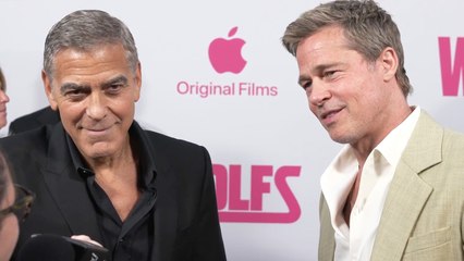Brad Pitt & George Clooney Say it was "Fun" Reuniting for 'Wolfs' since 'Oceans' & Talk Streaming | THR Video