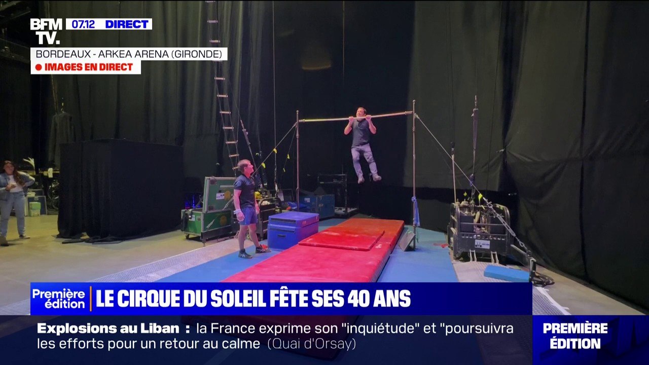 Le Cirque du Soleil fête ses 40 ans: le reporter de Première Édition , Cédric Faiche, s'essaie à la barre fixe