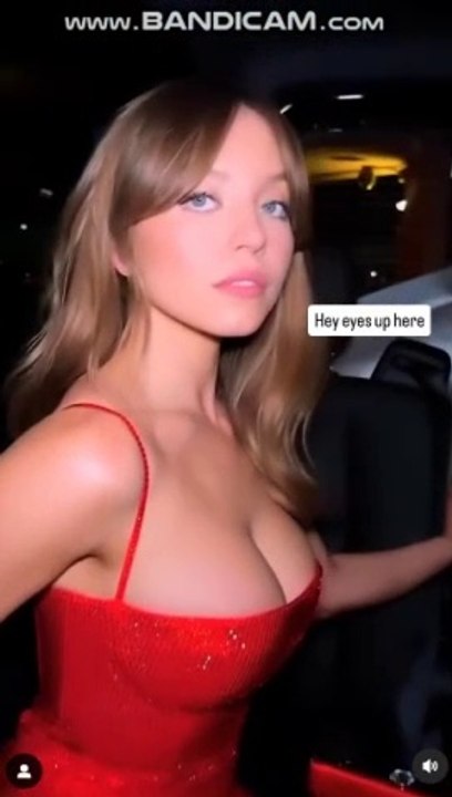 Sydney Sweeney Red Dress Poses