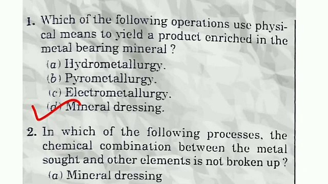 Metallurgy extractive metallurgy MCQs part-1