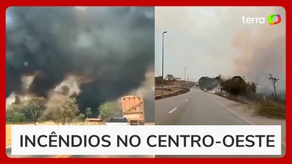 Fogo bloqueia estrada e assusta moradores em Goiás