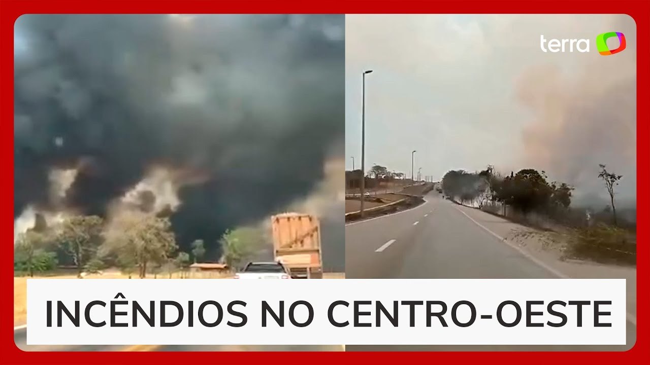 Fogo bloqueia estrada e assusta moradores em Goiás