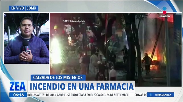 Se incendia farmacia sobre Calzada de los Misterios, CDMX