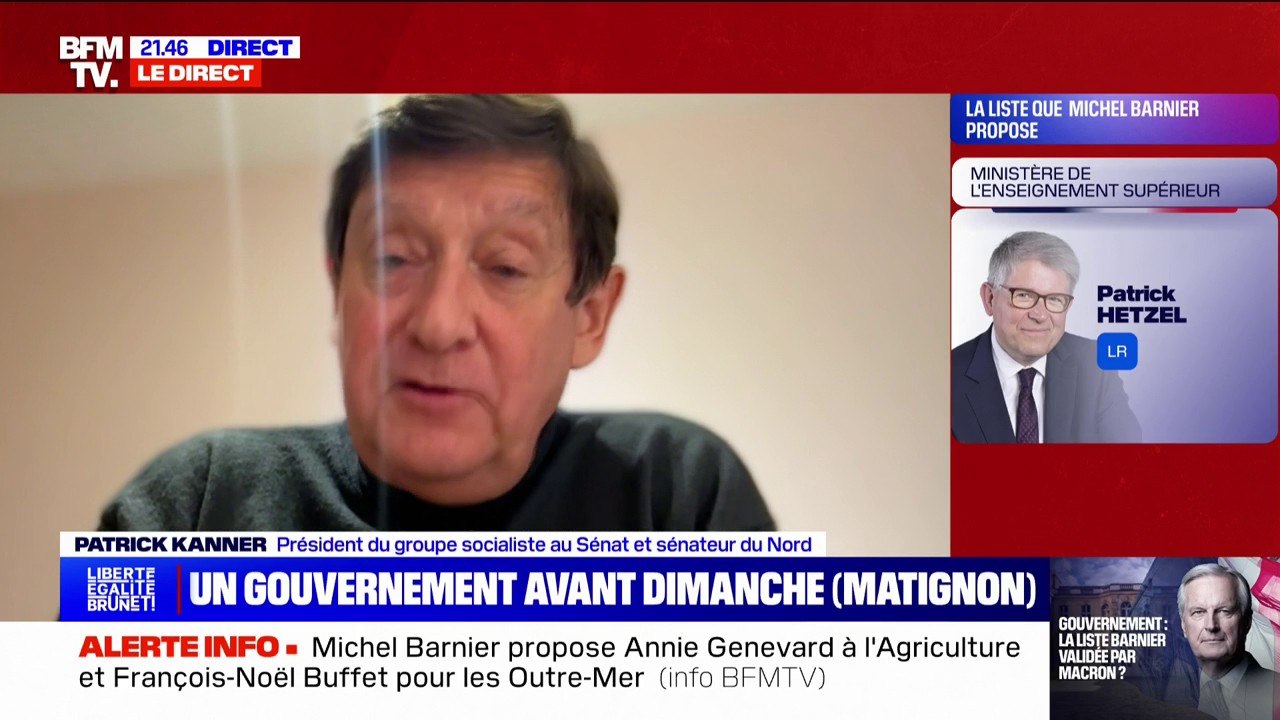 Gouvernement Barnier: "La gauche s'opposera dans une logique de construction", assure le sénateur socialiste Patrick Kanner