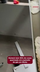 Homem tem corpo queimado em explosão
