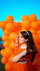 rabika khan floats with balloons