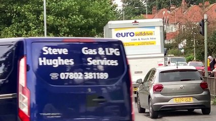 Traffic on the A21/Sedlescombe Road North in St Leonards, East Sussex, after start of Queensway Gateway Road work