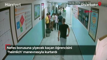 Öğrencisini 'heimlich' manevrasıyla kurtardı!