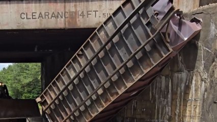 Truck's raised bed causes severe collision with bridge *Aftermath*