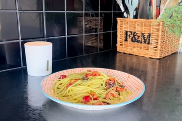 I attempted to recreate the incredible vegan pesto I had at Casa Italia