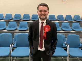 Owen Riddle celebrates his Hartlepool Borough Council by-election victory on September 19