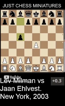 Jaan Ehlvest loses to Milman and the Smith Morra Gambit #chess