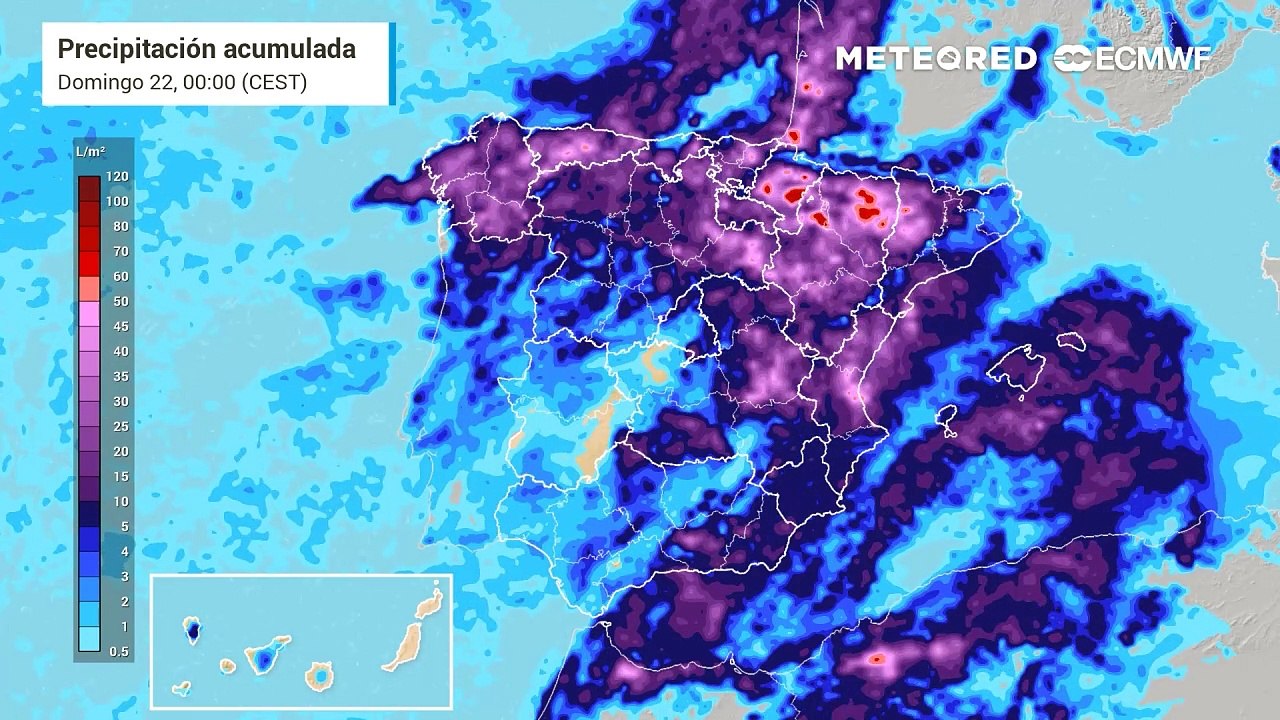 Fin de semana con chubascos, tormentas, granizo y acumulados  importantes especialmente en el nordeste peninsular