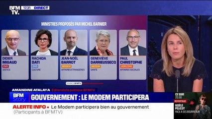 Le Modem participera au gouvernement de Michel Barnier