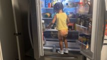 Little girl's brave attempt to make breakfast ends with a face dive