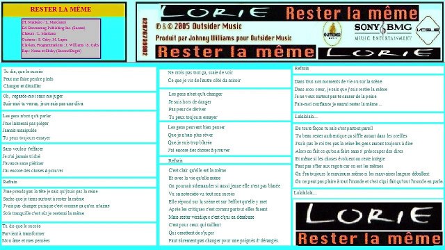 LORIE — Rester la même /// LORIE : RESTER LA MÊME — CD · (2005)