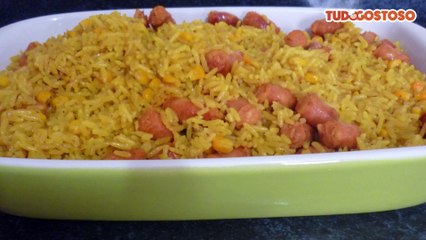 Lingüiça de frango com arroz