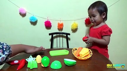 Mainan Anak Balita Potong Buah - Learn Colors With Cutting Fruit & Vegetables Playset For Children